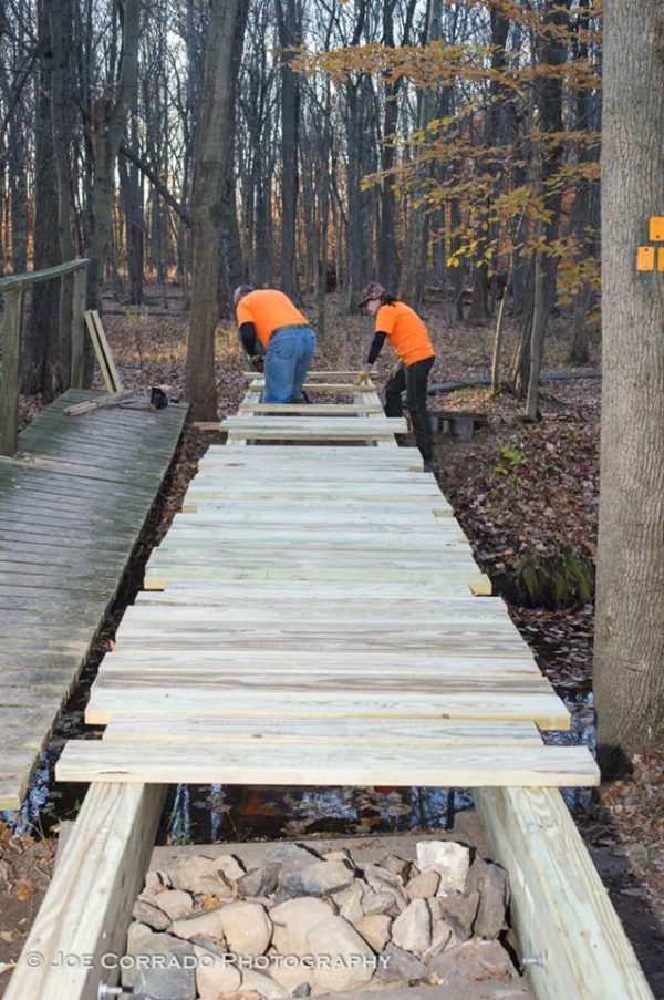 New bridge — construction planks Closter Nature Center