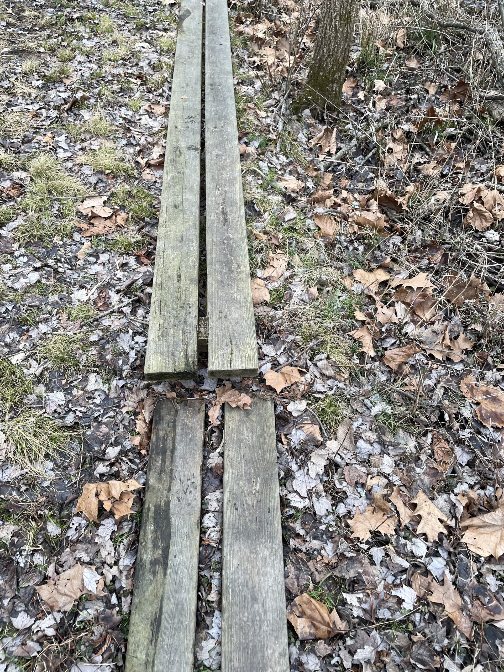 "Wobbly" planks on the Orange Trail.